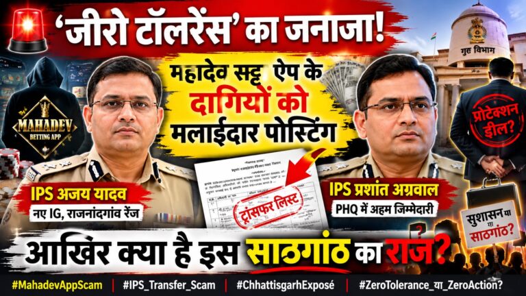 ‘जीरो टॉलरेंस’ का निकला जनाजा ! महादेव ऐप के आरोपों की गूंज के बीच दागदार छवि वाले अफसरों को मलाईदार पोस्टिंग, आखिर किसके इशारे पर ? IMG 20260712 WA0045