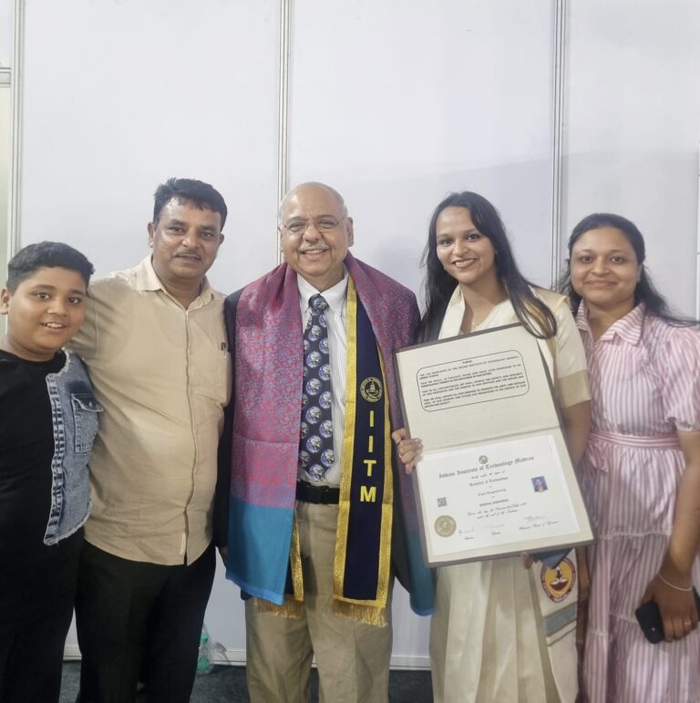 कोरबा की बेटी राधा अग्रवाल ने IIT मद्रास से सिविल इंजीनियरिंग की पढ़ाई पूरी कर बढ़ाया जिले का मान IMG 20260719 WA0005