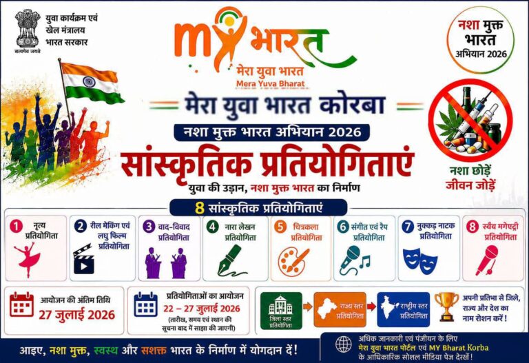 माय भारत युवा कार्यक्रम अंतर्गत ”नशामुक्त भारत अभियान -2026“ जिला स्तरीय सांस्कृतिक प्रतियोगिता का आयोजन 27 जुलाई को IMG 20260723 WA0114
