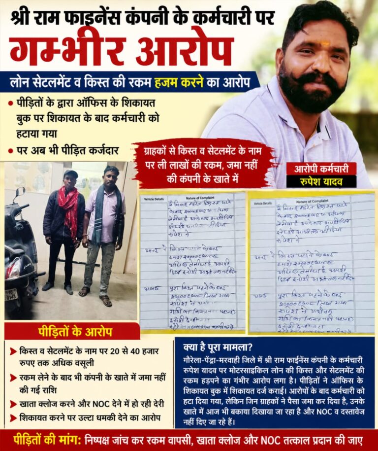 GPM: निजी फाइनेंस कंपनी के कर्मचारियों पर अतिरिक्त राशि वसूलने के आरोप, आरसी-एनओसी के लिए भटक रहे ग्राहक IMG 20260810 WA00041
