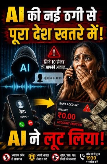 AI ने साइबर ठगों के काम को किया आसान, अब आपके अपनों की आवाज में कॉल करके मांग सकते हैं पैसे, पढ़िए पूरी खबर IMG 20261021 084245